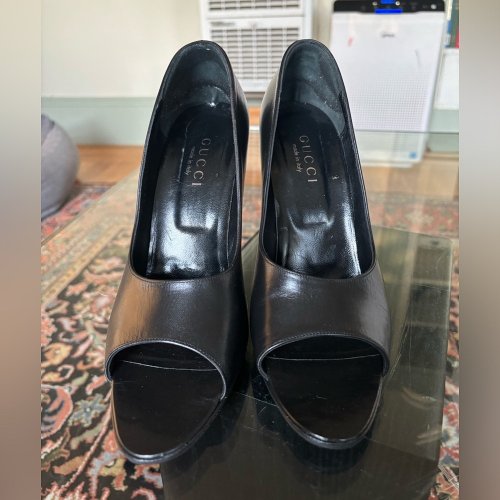 Gucci peep toe heels.